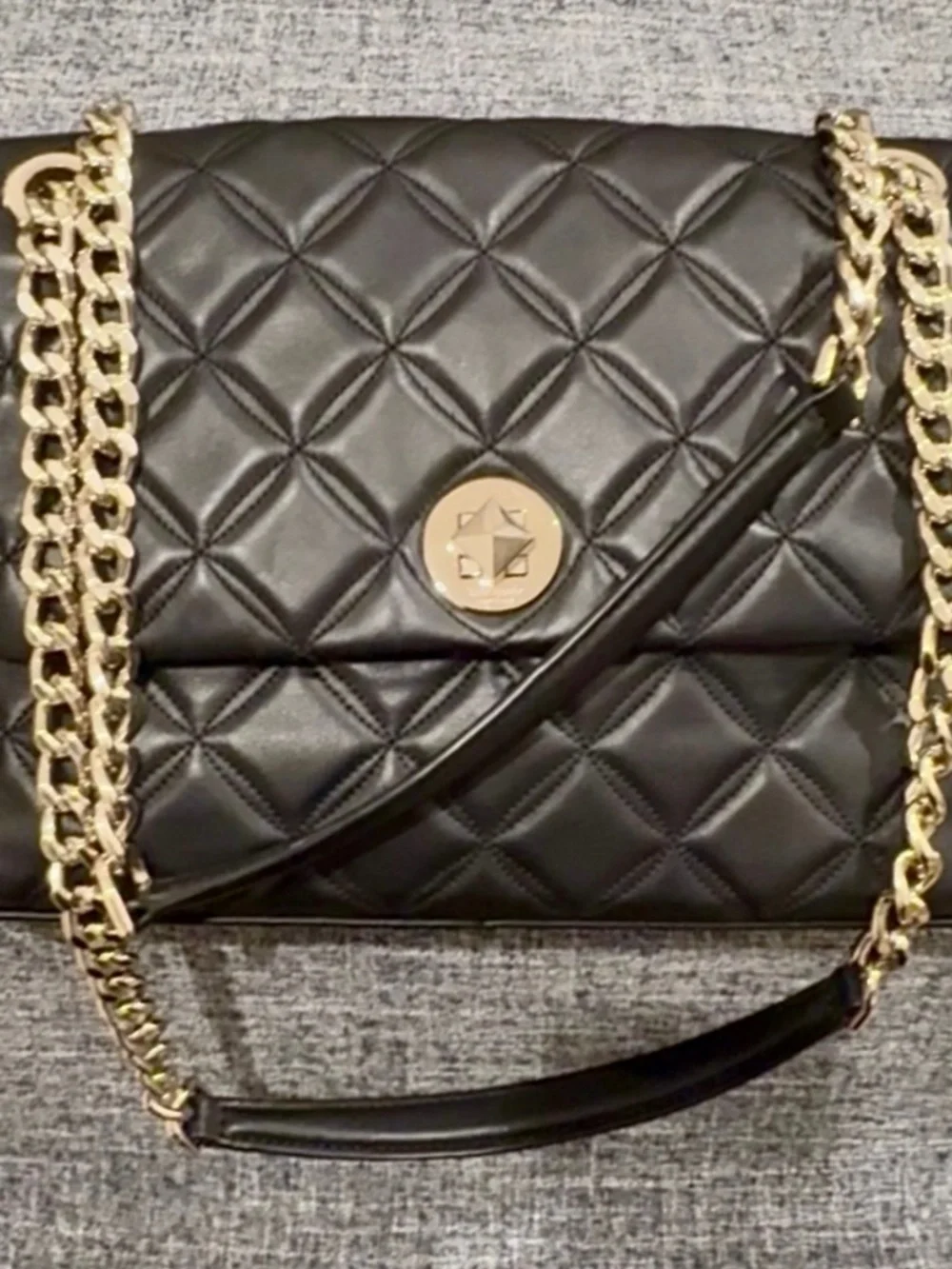 Kate Spade New York Natalia Quilted Crossbody Shoulder Bag With Gold Link Chain
